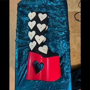 Luichiny Platform Boots. Red Hearts. New!!